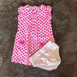 Carter’s pink polka dot dress with bloomers